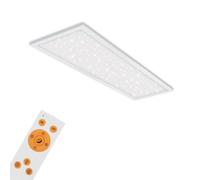 Briloner Leuchten - Panneau LED, plafonnier avec décor étoilé, plafonnier réglable, contrôle de la température de couleur (CCT), télécommande incluse, 24 Watt, 2 200 Lumen, blanc, 1000x250x65 mm