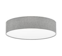Eglo Plafonnier Pasteri, suspension textile 3 lampes, acier/tissu, Ø 57 cm, lin gris/blanc