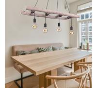 Plafonnier pendule rétro FILAMENT lampe suspendue échelle en bois dimmable dans un ensemble comprenant des ampoules LED