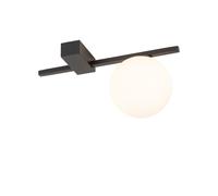 Plafonnier Petit L: 33 Cm H: 13 Cm G9 Noir Blanc Verre Boule