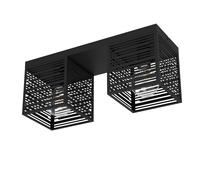 Plafonnier PIEDRITAS E27 2X40W en acier noir 515x180x205mm