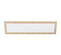 Eglo Luminaire plafonnier Piglionasso, panneau LED avec encadrement en bois clair, lampe de plafond pour cuisine, bureau et couloir, blanc neutre, 124,5 cm