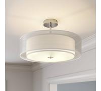 Lindby Plafonnier Pikka à intensité variable (Moderne) en Blanc Textile e. a. pour Salon & Salle manger (à 3 lampes, E27), Luminaire Plafonnier, Lampe Plafond, Eclerage Eclairage