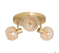 Plafonnier 3 lampes Pilia métal doré et verre