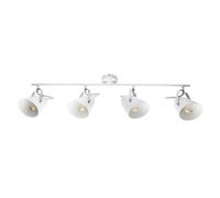 Plafonnier pivotant à barre de spots blanc 4 flammes pour salon, métal chromé, 4 ampoules E14, L x l x H 84 x 11,5 x 24 cm