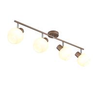 Plafonnier pivotant Lampe de plafond couleur café Lampe de salle à manger Spot de plafond verre opalin, métal, 4x E27 douilles, LxBxH 80x12,5x17,5 cm