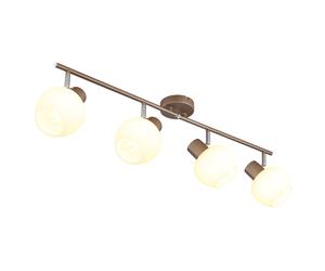 Plafonnier pivotant Lampe de plafond couleur café Lampe de salle à manger Spot de plafond verre opalin, métal, 4x E27 douilles, LxBxH 80x12,5x17,5 cm