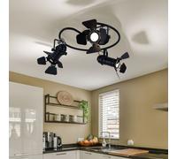 Plafonnier pivotant, plafonnier 3 flammes, spot plafond noir, spot film, 3x GU10, DxH 40 x 26,5 cm