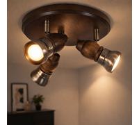 Plafonnier Place Rondell Bois 3-Flammig Rustique Spot Réglable D 24 CM