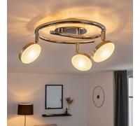 Plafonnier spot orientable rondell chromé plafonnier aluminium, nickel mat, 3x LED 5W 345Lm blanc chaud, DxH 25x16,5 cm