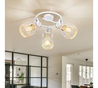 Plafonnier Place Rondell Luminaire de Salon Pivotant Aspect Bois Métal Blanc E27
