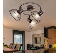 Plafonnier Place Rondell Luminaire Sportif 3 à Flammes Spot Pivotant E27 Grille