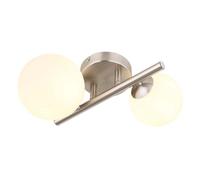 Plafonnier plafonnier 2 flammes LED lampe de salon métal verre opale