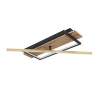 Plafonnier plafonnier aspect bois rotatif et orientable 1x spot LED laiton