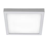 Plafonnier Plafonnier de bureau Panneau de montage chromé Lampe de salon carrée, plastique métal, 1x LED 21W 2300lm 4000K blanc neutre, LxLxH 30x30x3,2 cm