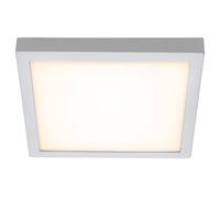 Plafonnier Plafonnier de bureau Panneau de montage chromé Lampe de salon carrée, plastique métal, 1x LED 21W 2200lm 3000K blanc chaud, LxLxH 30x30x3,2 cm