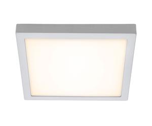 Plafonnier Plafonnier de bureau Panneau de montage chromé Lampe de salon carrée, plastique métal, 1x LED 21W 2200lm 3000K blanc chaud, LxLxH 30x30x3,2 cm