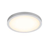 Plafonnier Plafonnier de bureau Panneau de montage chromé Lampe de salon ronde, plastique métal, 1x LED 24W 2600lm 3000K blanc chaud, DxH 40x3,5 cm