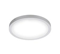 Plafonnier Plafonnier de bureau Panneau de montage chromé Lampe de salon ronde, plastique métal, 1x LED 24W 2600lm 4000K blanc neutre, DxH 40x3,5 cm