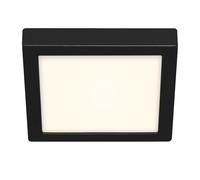 Plafonnier Plafonnier de bureau Panneau de montage noir Lampe de salon carrée, plastique métal, 1x LED 16W 1700lm 4000K blanc neutre, LxlxH 22,5x22,5x3,2 cm