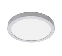 Plafonnier Plafonnier de salle de bains Panneau de montage chromé mat rond pour locaux humides, plastique métal, 1x LED 21,4W 2200lm 4000K blanc neutre, DxH 30x3,2 cm