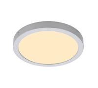 Plafonnier Plafonnier de salle de bains Panneau de montage chromé mat rond pour locaux humides, plastique métal, 1x LED 21,4W 2200lm 3000K blanc chaud, DxH 30x3,2 cm