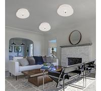 Plafonnier plâtre lampe de cuisine blanche plafonnier moderne chromé, LED 4W 200Lm blanc chaud, DxH 16x4,5 cm, lot de 2