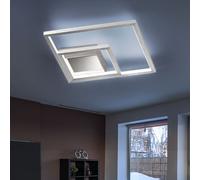 Plafonnier LED plafonnier 3 flammes lumière de salon moderne, argent moderne, 1x LED 12W 1100Lm 3000K, LxlxH 30x5,5x30 cm, WOFI 9487.02.63.9300