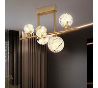 Plafonnier Plafonnier De Salon En Verre Cristal LED Or L 61 Cm