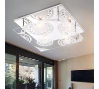 Plafonnier Plafonnier De Salon En Verre LED Lustre En Cristal 4 Flammes