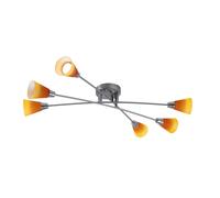 Plafonnier Plafonnier de salon verre 6 flammes geld LED, chrome, nickel mat, 6x LED, L 79 cm