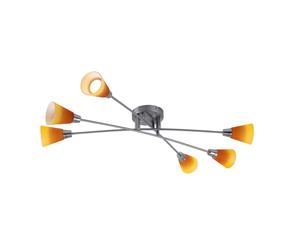 Plafonnier Plafonnier de salon verre 6 flammes geld LED, chrome, nickel mat, 6x LED, L 79 cm