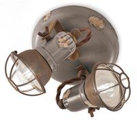 Plafonnier Plafonnier Industriel Ø 20 Cm 2X E14 Céramique Métal Taupe