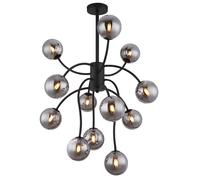 Plafonnier plafonnier lampe de salle à manger LED boules de verre 12 flammes fumée H 93 cm