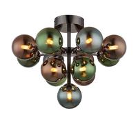 Plafonnier plafonnier lampe de salon 13 flammes boule de verre multicolore D 56cm