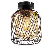 Plafonnier plafonnier lampe de salon grille métal noir doré H 24,5 cm