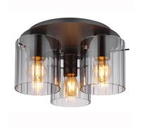 Plafonnier plafonnier lampe de salon gris 3 flammes verre fumé D 37cm