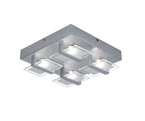 Plafonnier, plafonnier, lampe de salon, lampe de chambre, 4 flammes, verre dépoli clair, 4x LED 5W 332 Lm 3200K, LxlxH 26x26x7,8cm