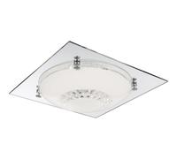 Plafonnier plafonnier lampe de salon lampe de chambre à coucher, cristaux de verre verre miroir chromé clair, LED 12W 960Lm blanc neutre, LxlxH 31,5x31,5x8,5cm