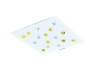 Plafonnier plafonnier lampe de salon lampe de chambre lampe de couloir, abat-jour en verre d'acier à 2 lampes jaune satiné, douilles E14, LxlxH 29x29x7,5cm