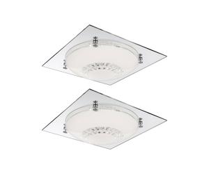 Plafonnier plafonnier lampe de salon lampe de chambre lampe de couloir, cristaux de verre verre miroir chromé clair, LED 12W 960Lm blanc neutre, LxlxH 31,5x31,5x8,5cm, lot de 2