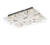Plafonnier plafonnier lampe de salon lampe de salon, 6 ampoules, verre métal chromé, LED 5W 350Lm blanc chaud, LxPxH 38x24x7cm