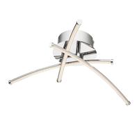 Plafonnier Plafonnier Lampe de salon Lampe de salon Lampe de chambre Lampe design, 3 flammes, métal chromé, LED 9W 990Lm blanc chaud, DxH 38x11,5cm