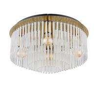 Plafonnier plafonnier lampe de salon métal doré tiges de verre D 25 cm
