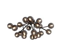 Plafonnier plafonnier lampe de salon métal verre noir 20 flammes D 75 cm