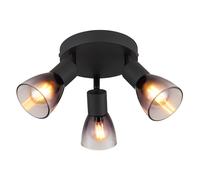 Plafonnier plafonnier lampe de salon noir mat verre couleur fumée D 22 cm