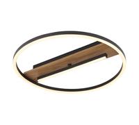 Plafonnier plafonnier lampe de salon noir rond aspect bois LED D 40,5 cm