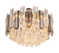 Plafonnier plafonnier lampe de salon tiges de verre cristaux 5 ampoules D 39 cm
