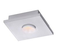 Plafonnier Plafonnier LED blanc lampe de salon 3 -gradateur à gradins, métal argent, 1x LED 4W 360Lm blanc chaud, LxPxH 17x17x4 cm