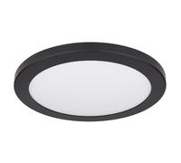 Plafonnier plafonnier LED en saillie pour salon de forme ronde, plastique, opale noir blanc, 24W 1800Lm blanc chaudblanc froid, DxH 29,8x1,8 cm
